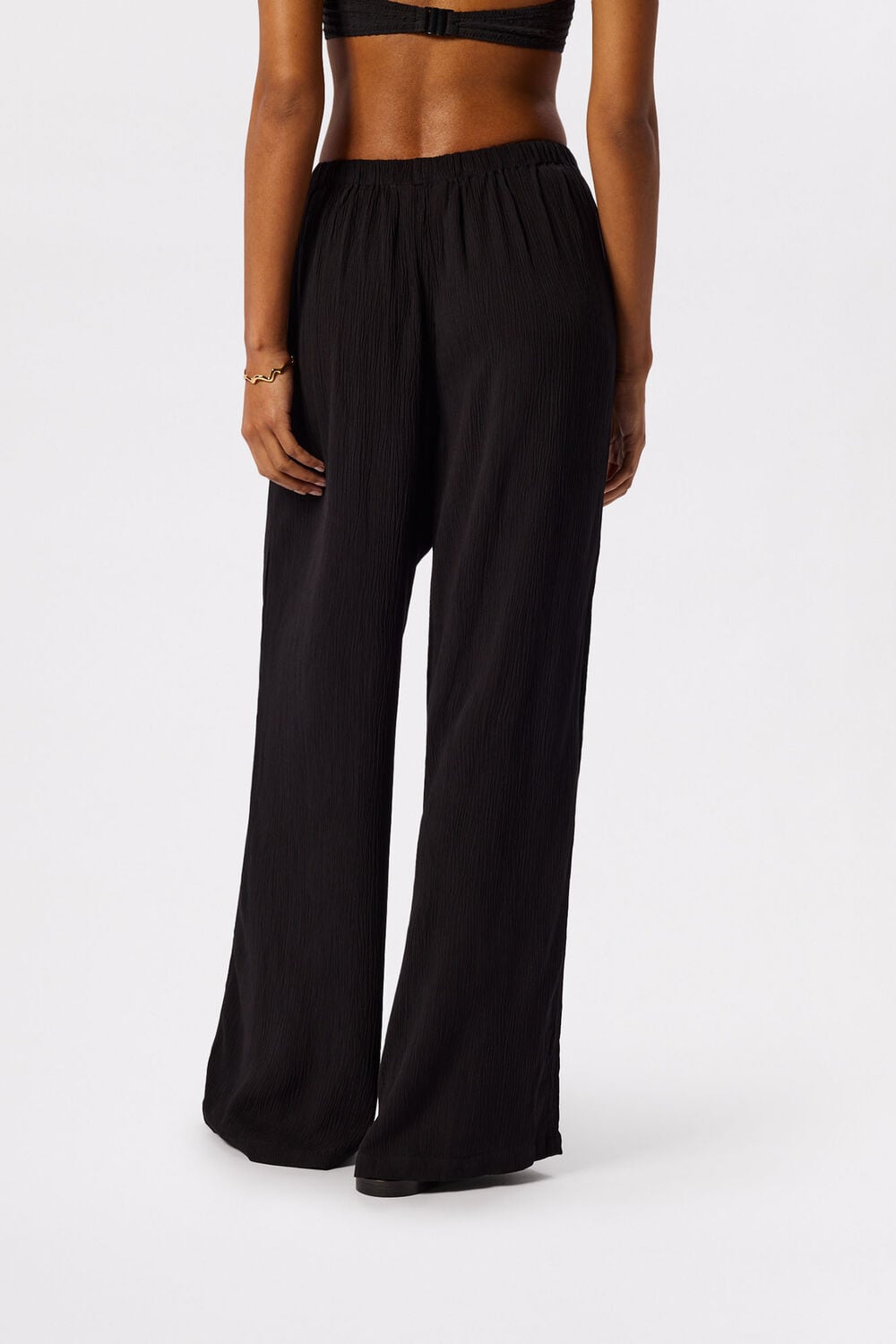Black Beach Tie Front Trouser