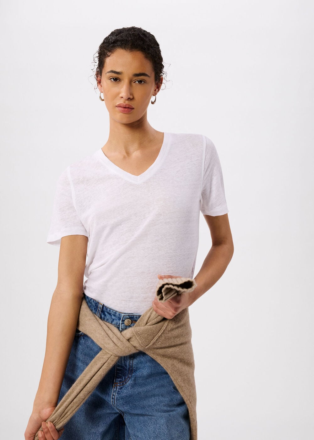Linen V Neck T-Shirt