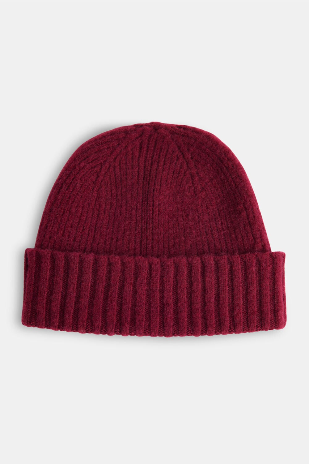 Burgundy Brushed Lambswool Beanie Hat