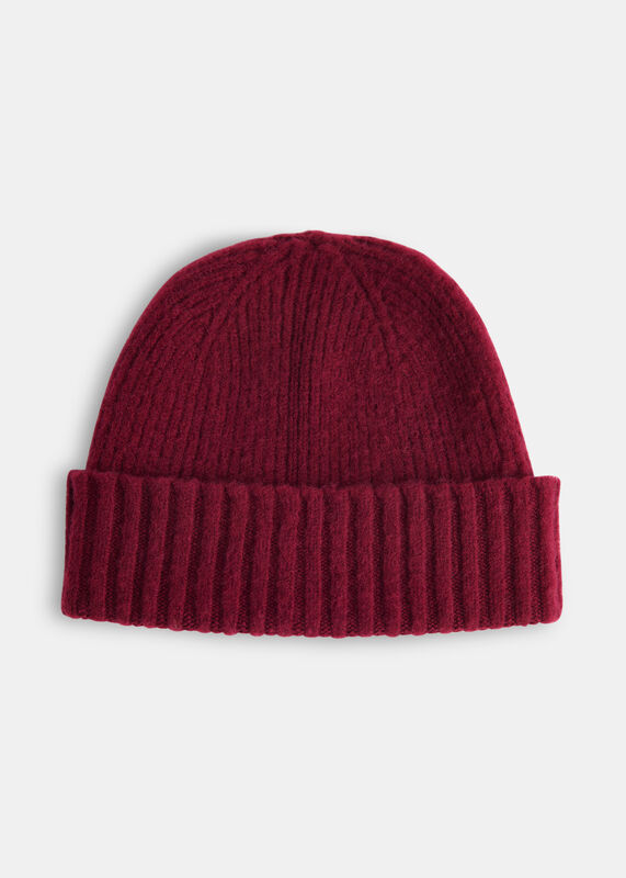 Burgundy Brushed Lambswool Beanie Hat