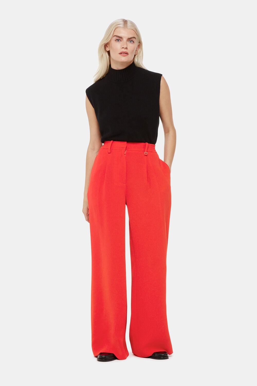 Red Petite Harper Crepe Wide Leg Pants&nbsp;