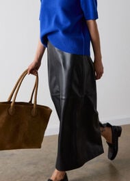 Pencil Leather Midi Skirt