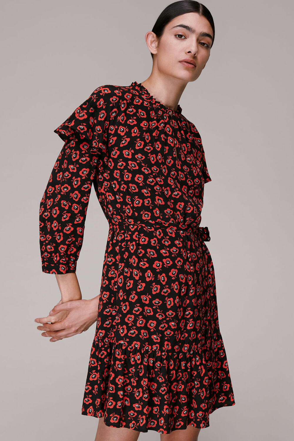 Red Botanical Garden Print Dress