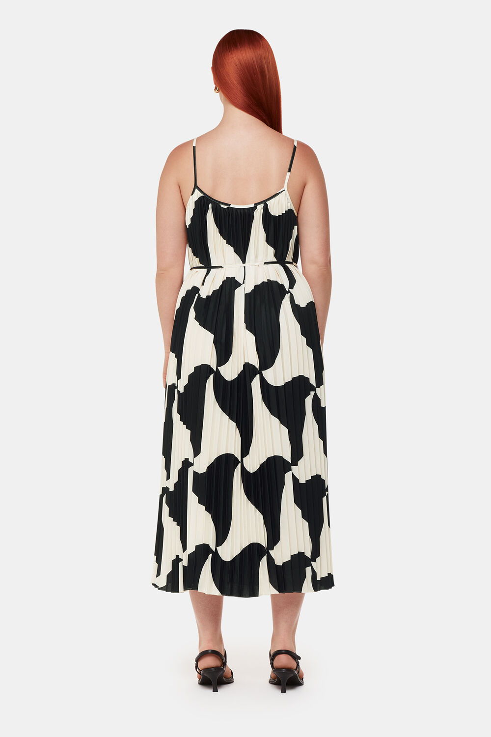Black Triangle Swirl Pleated Dress
