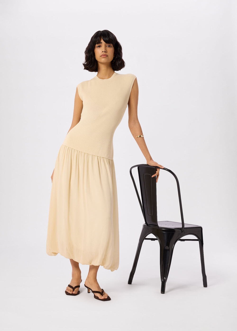 Suede Toe Post Heeled Mule