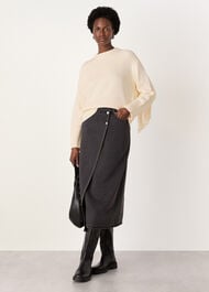 Fringe Rib Detail Cotton Knit