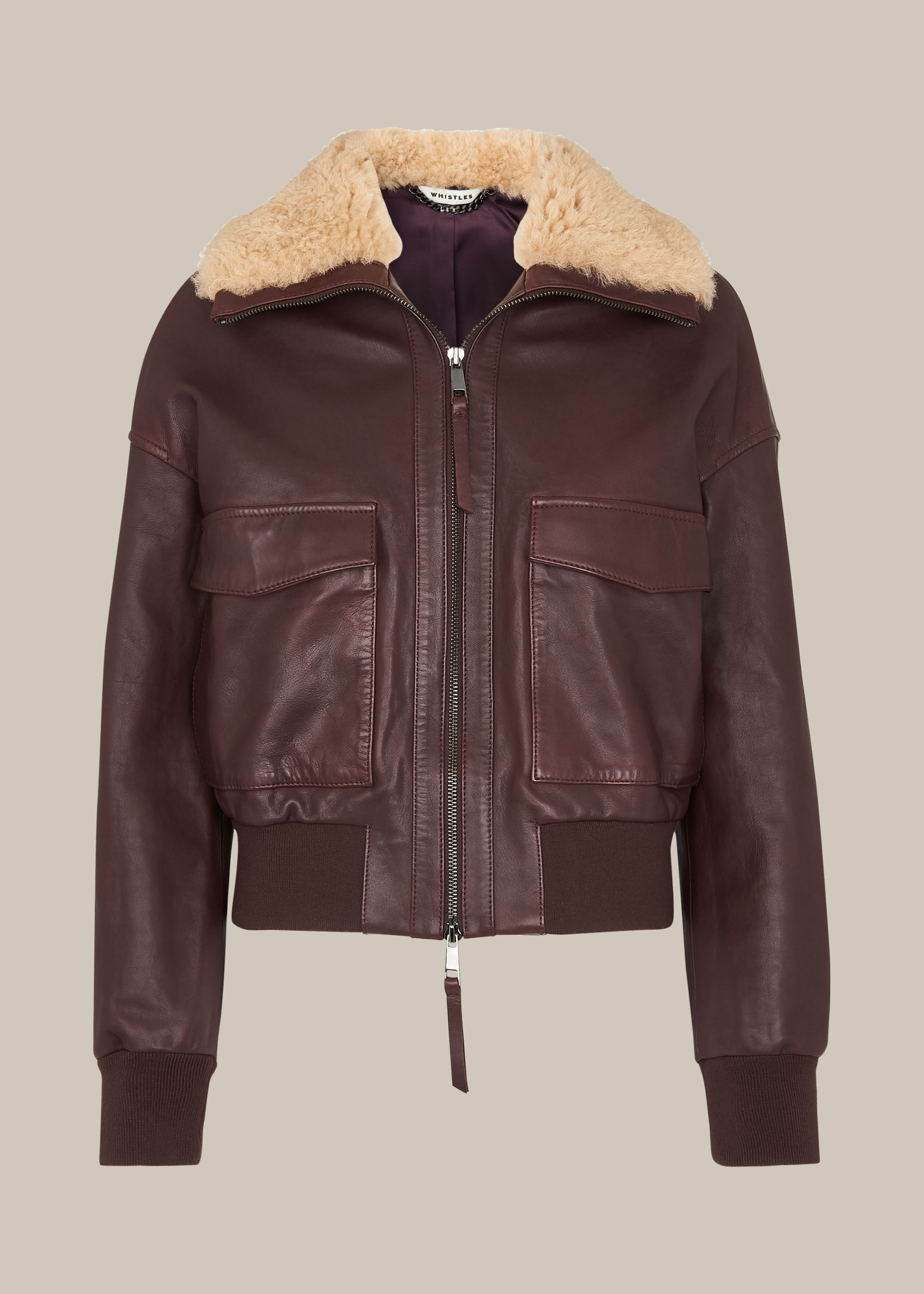 Shearling collar bomber best sale