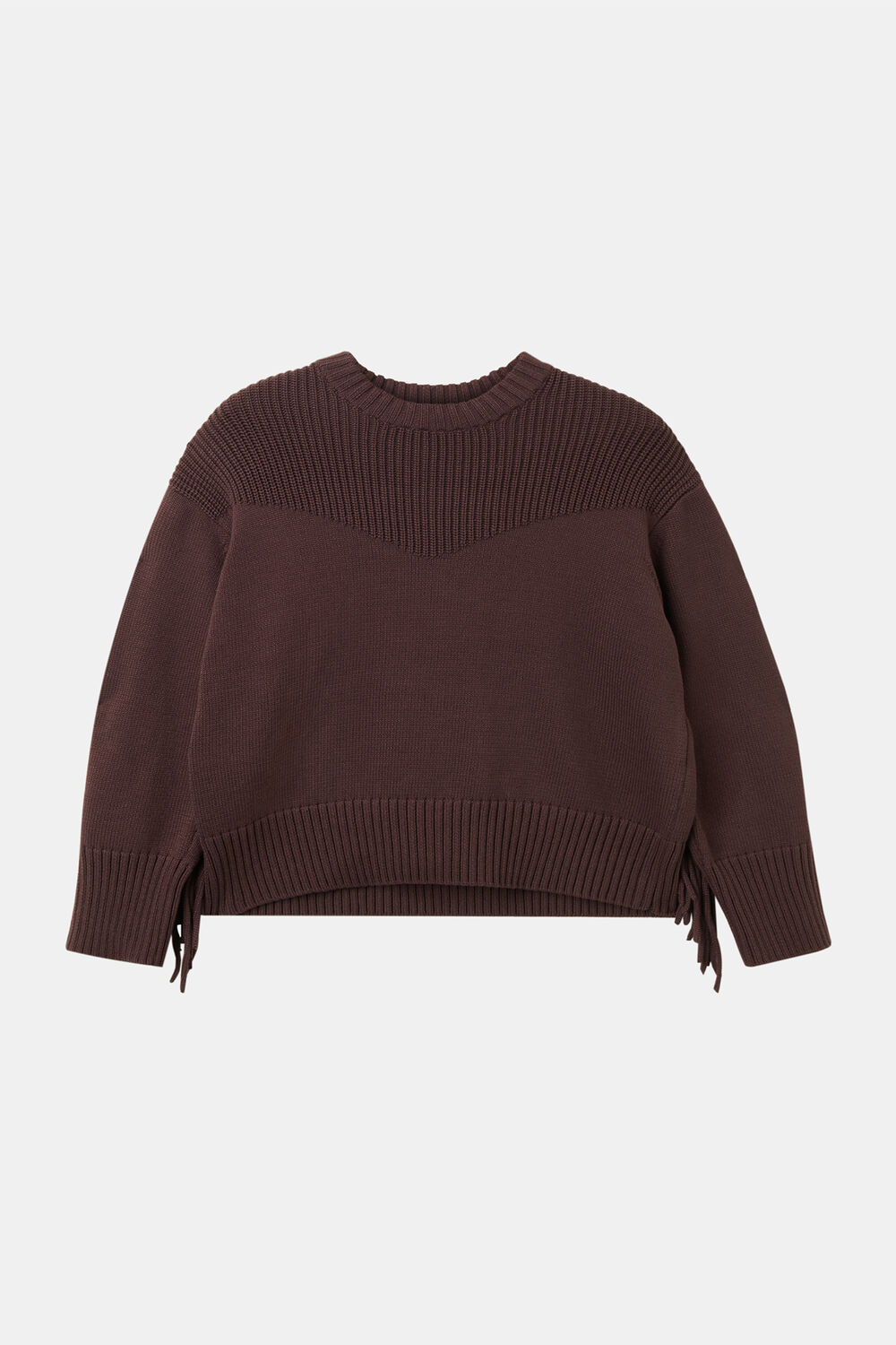 Fringe Rib Detail Cotton Knit