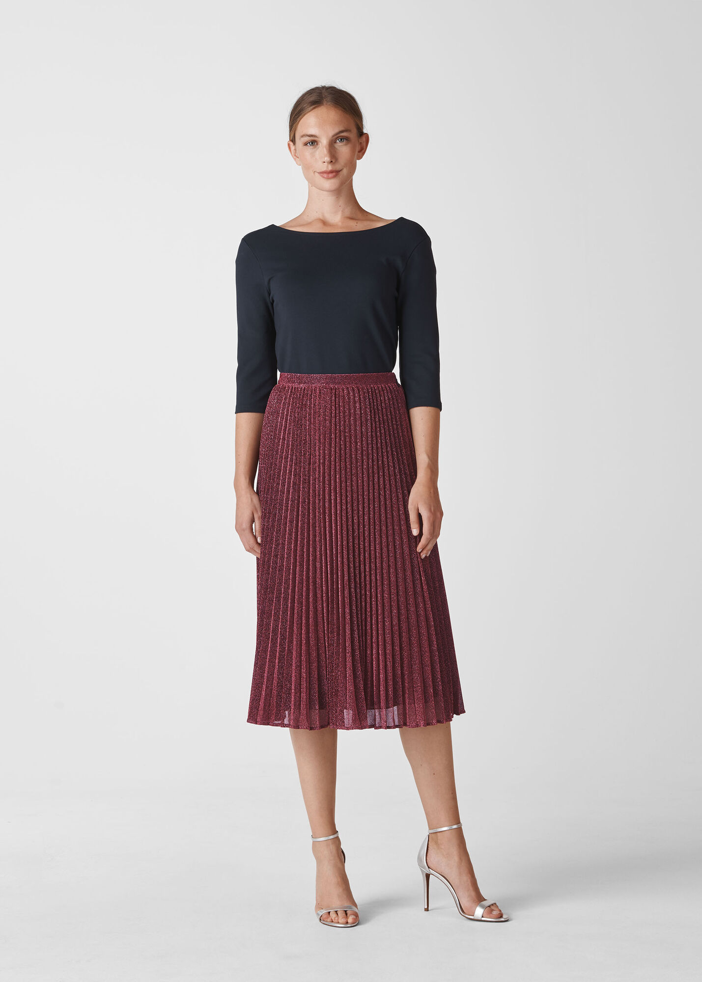Pink Sparkle Pleated Skirt | WHISTLES