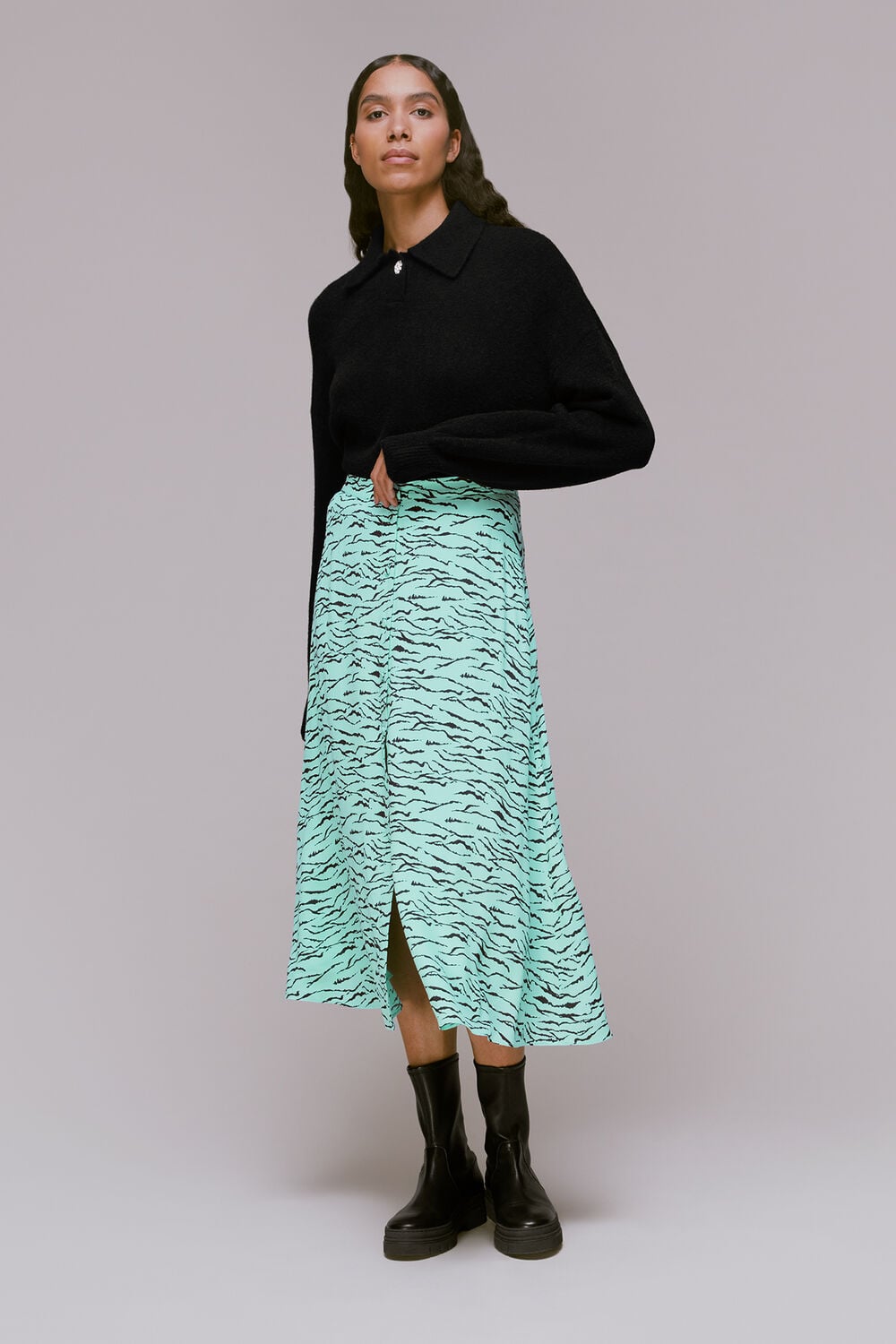 Multicolour Tiger Print Button Front Skirt
