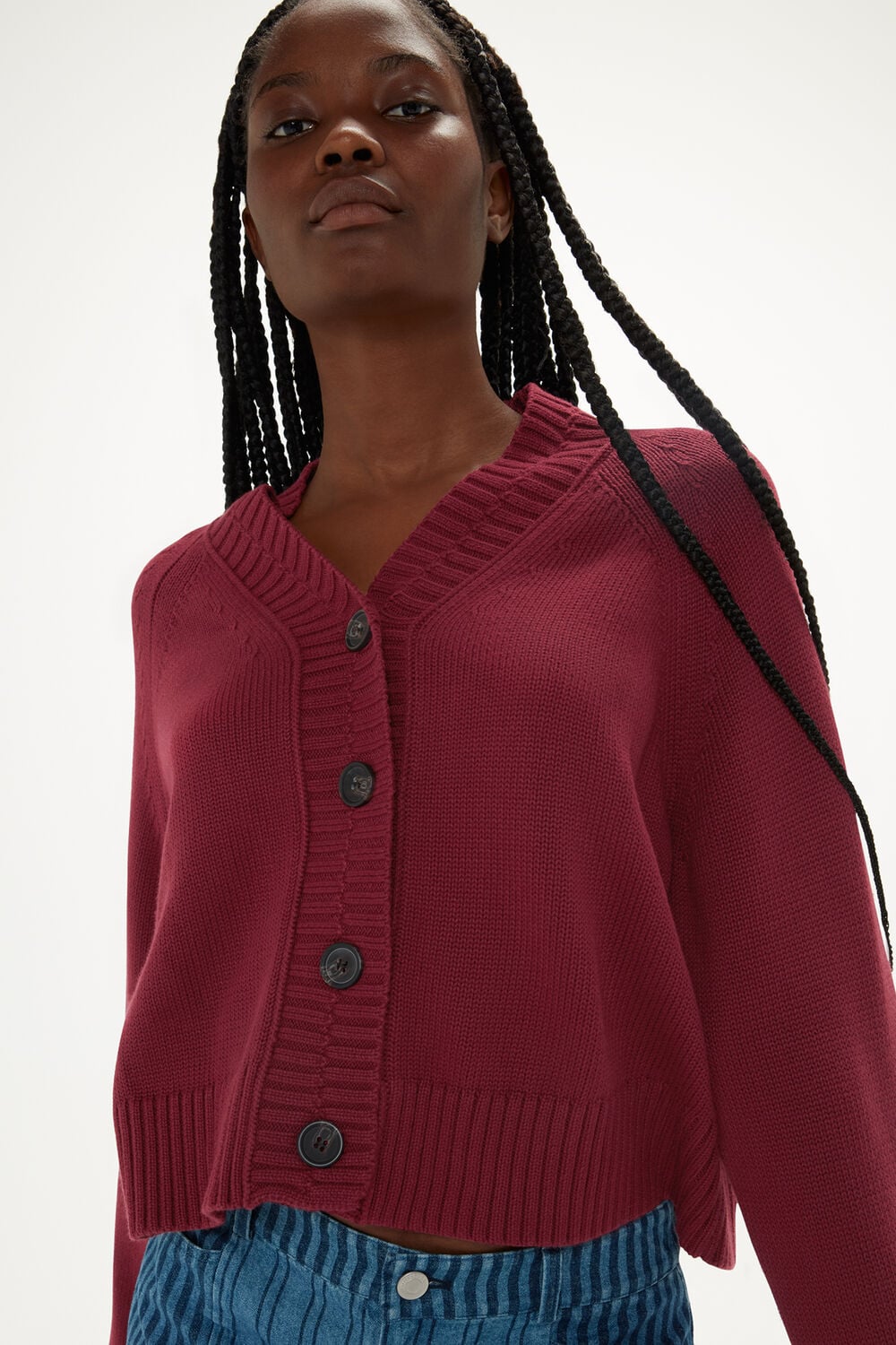 Ribbed Detail Cotton Cardigan
