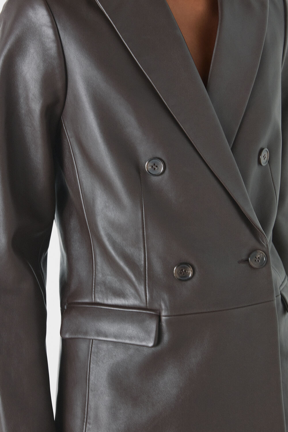 Aliza Waisted Leather Blazer