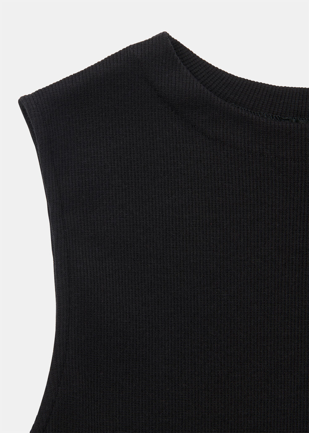 High Neck Rib Detail Tee