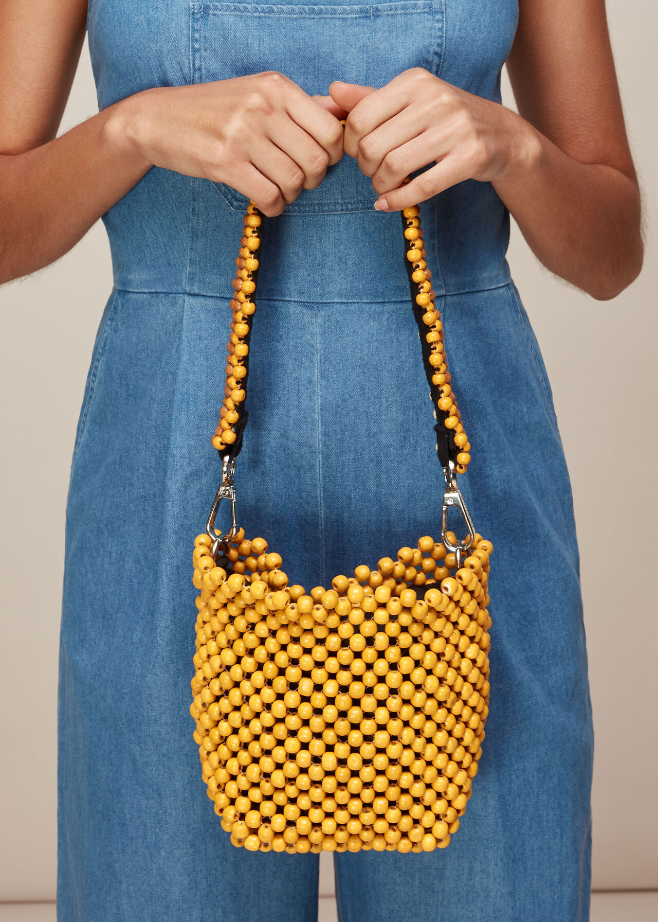 Yellow Martha Mini Beaded Bucket Bag | WHISTLES | Whistles UK