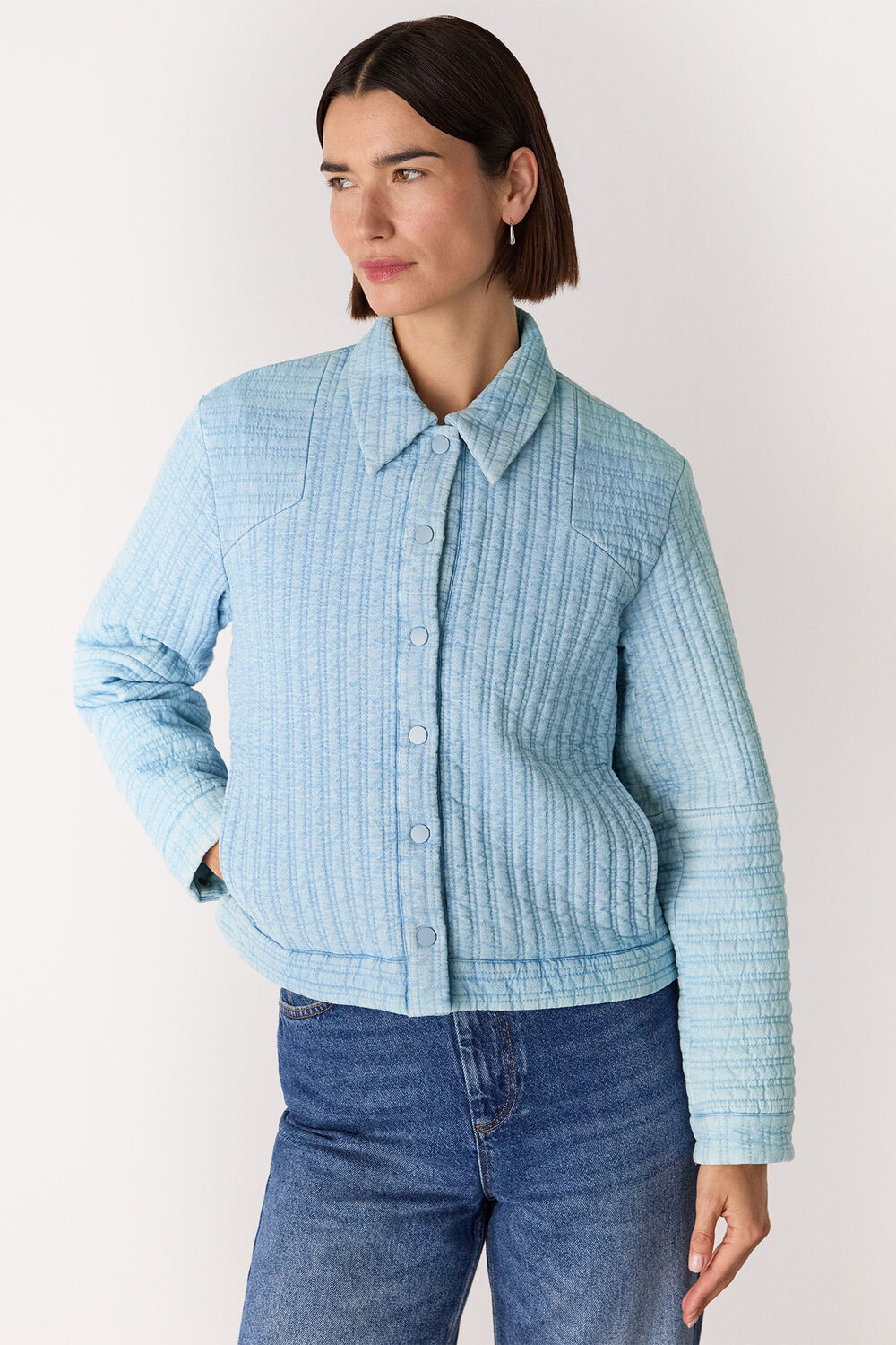 Cotton Quilted Chambray Jacket