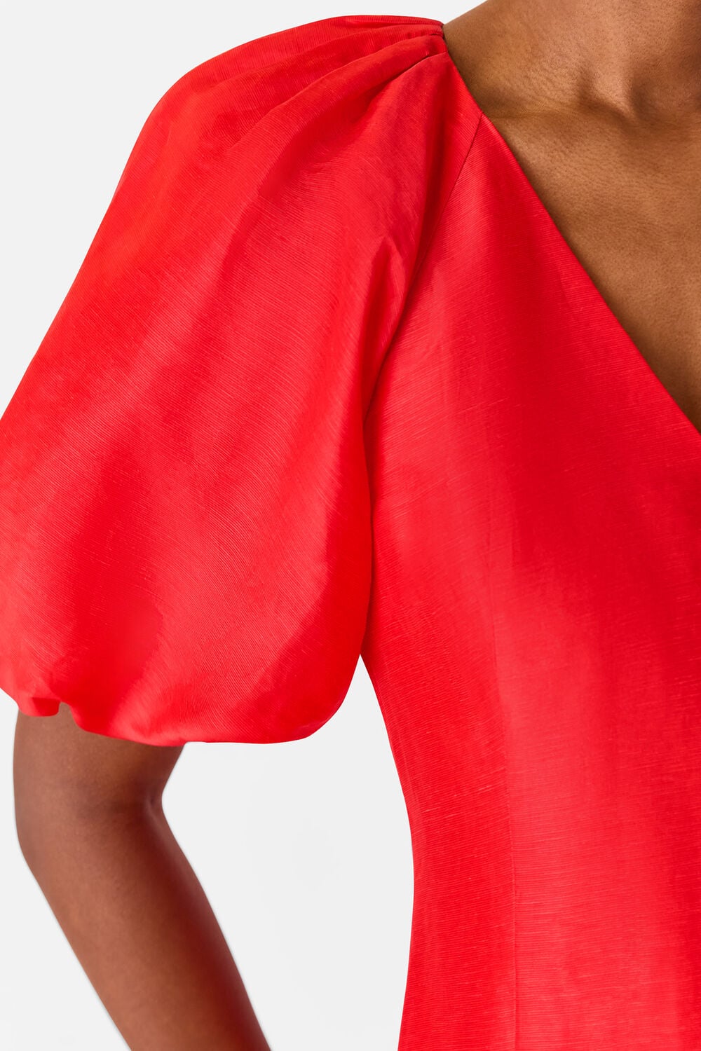 Red Silk Blend Taffeta Maxi Dress