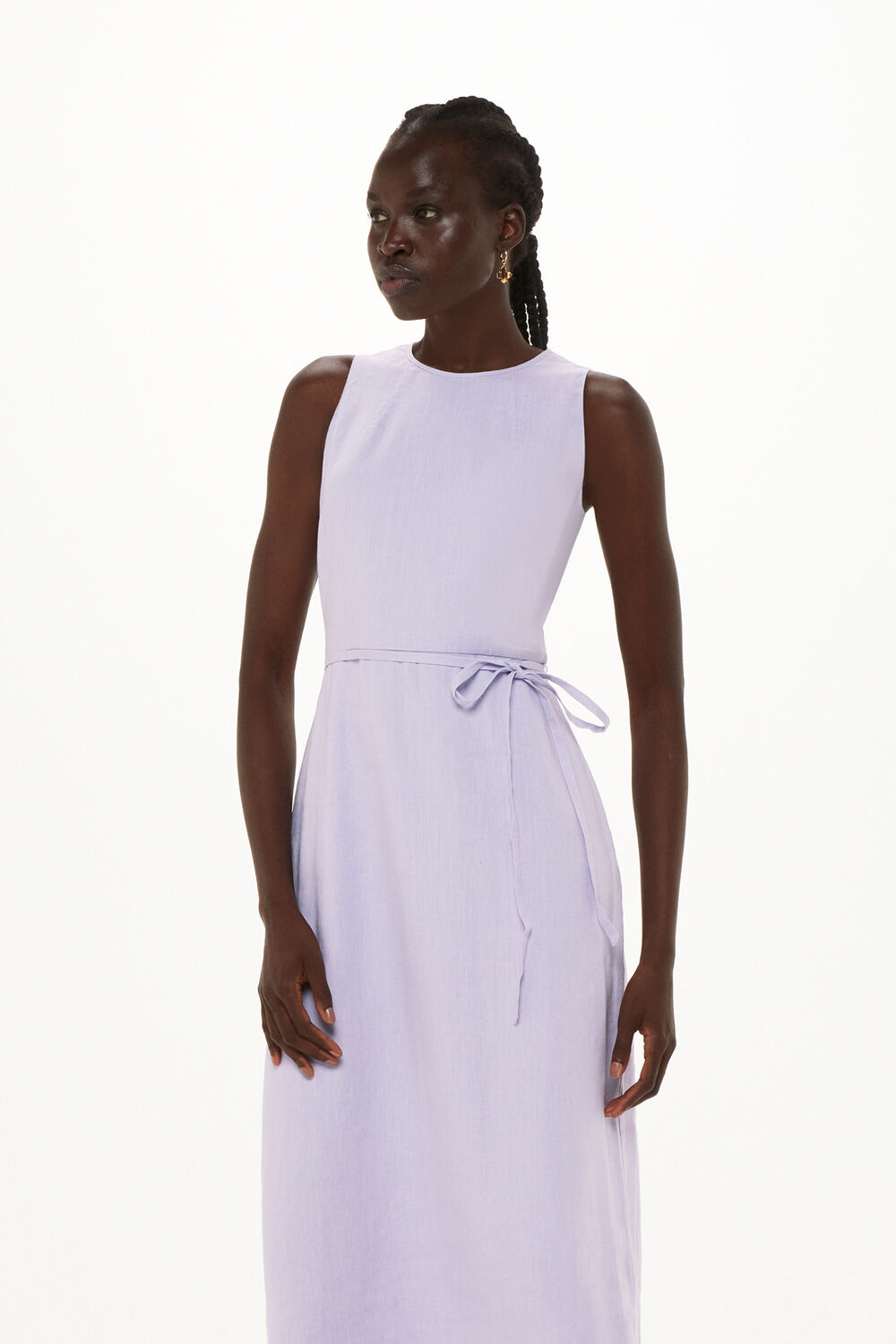 Linen Blend Cut Out Back Dress
