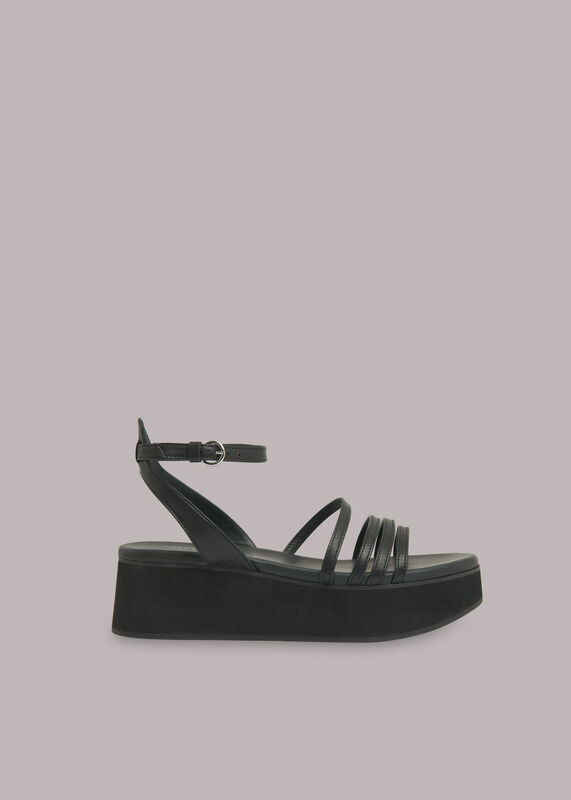 Black Cale Strappy Flatform Sandal
