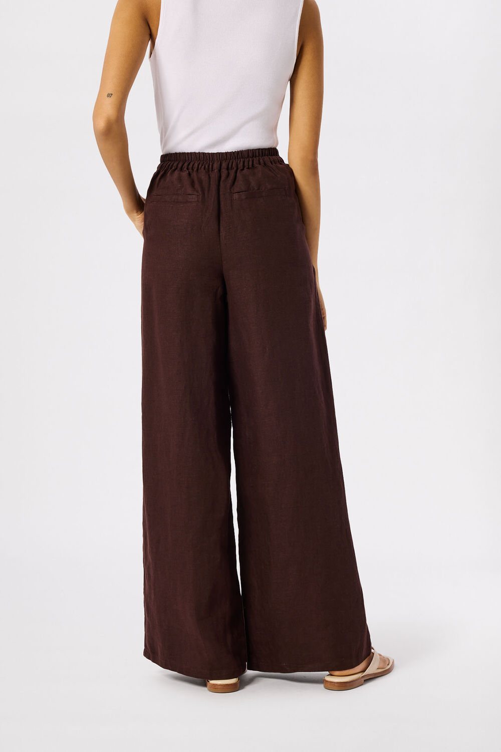 Petite Wide Leg Linen Trouser