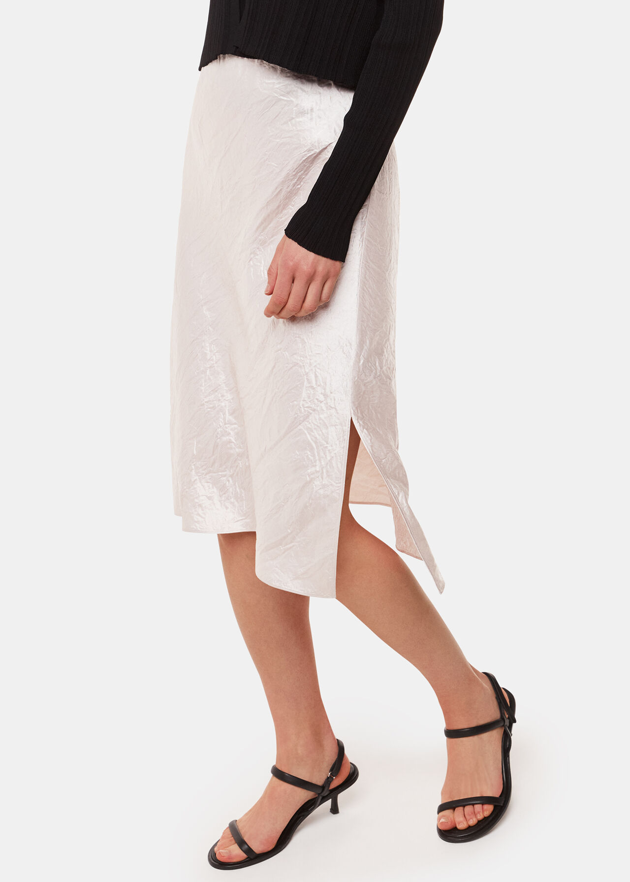 Satin Knee Length Skirt