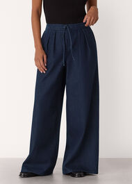 Petite Cotton Wide Leg Pleat Trouser