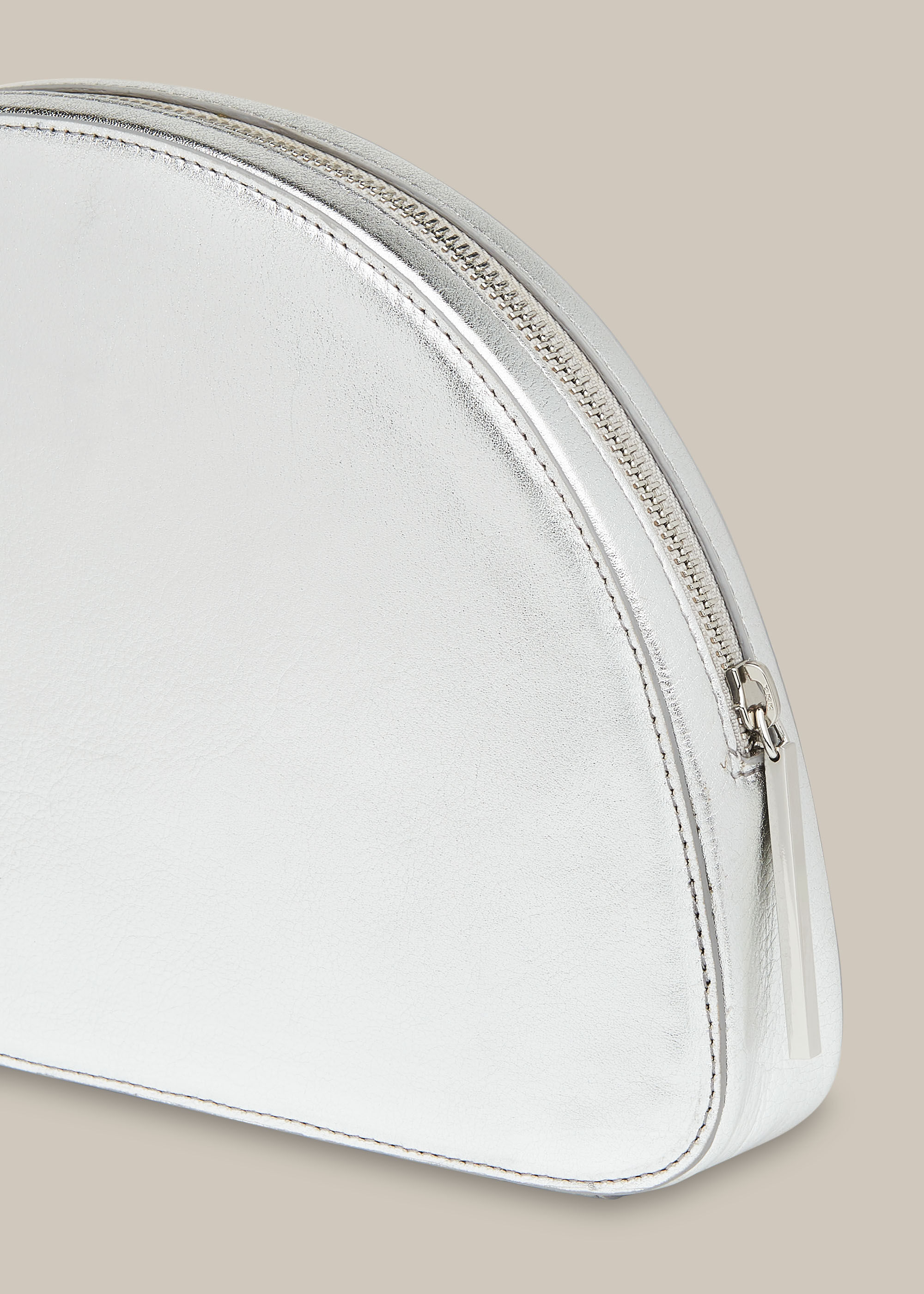 Silver Easton Half Moon Clutch