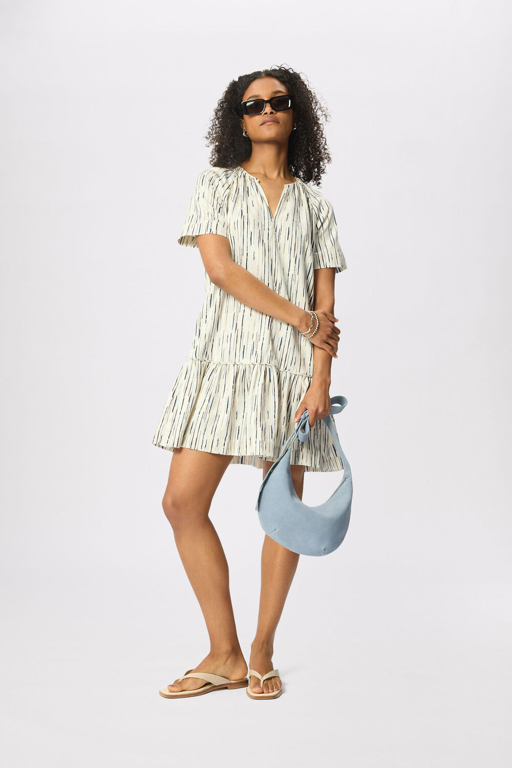 Ivory Petite Abstract Stripe Short Dress
