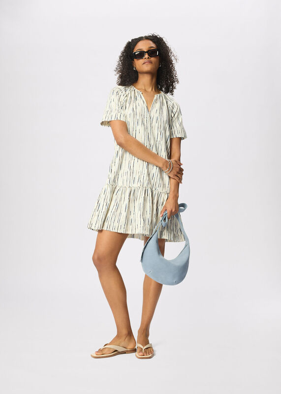 Ivory Petite Abstract Stripe Short Dress