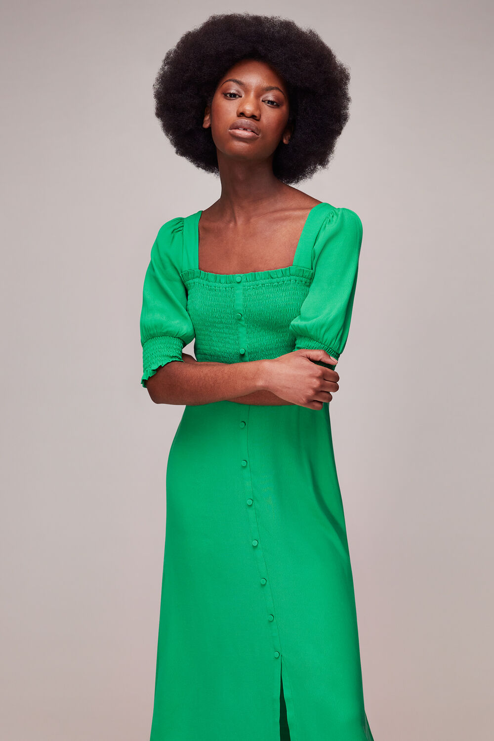 Luna Shirred Bodice Midi Dress