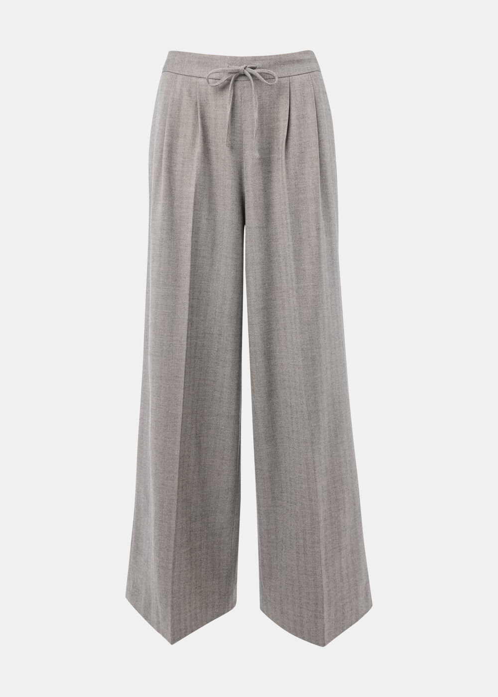 Petite Herringbone Wide Leg Trouser