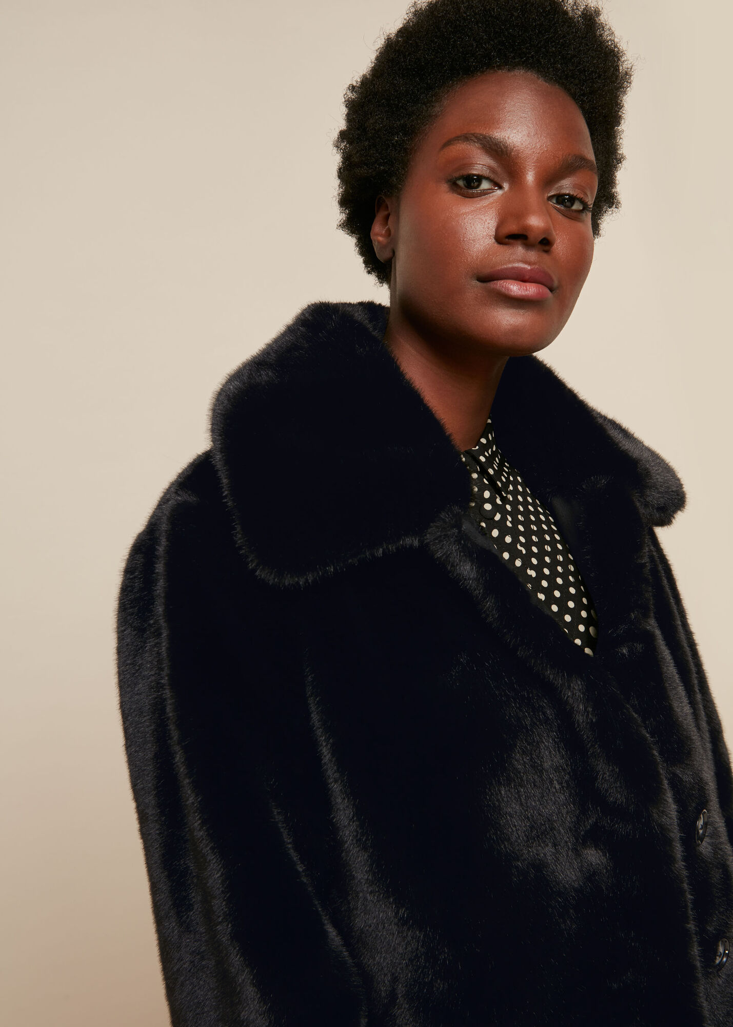 Black Short Faux Fur Coat | WHISTLES