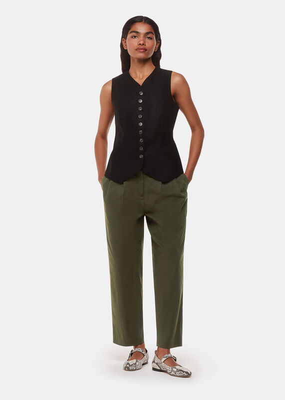 Khaki Petite Bethany Barrel Leg Pants 