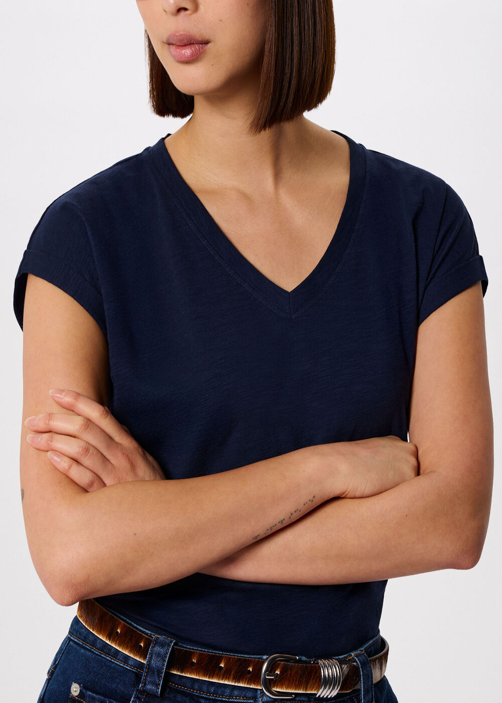 Willa V-Neck Cap Sleeve Tee