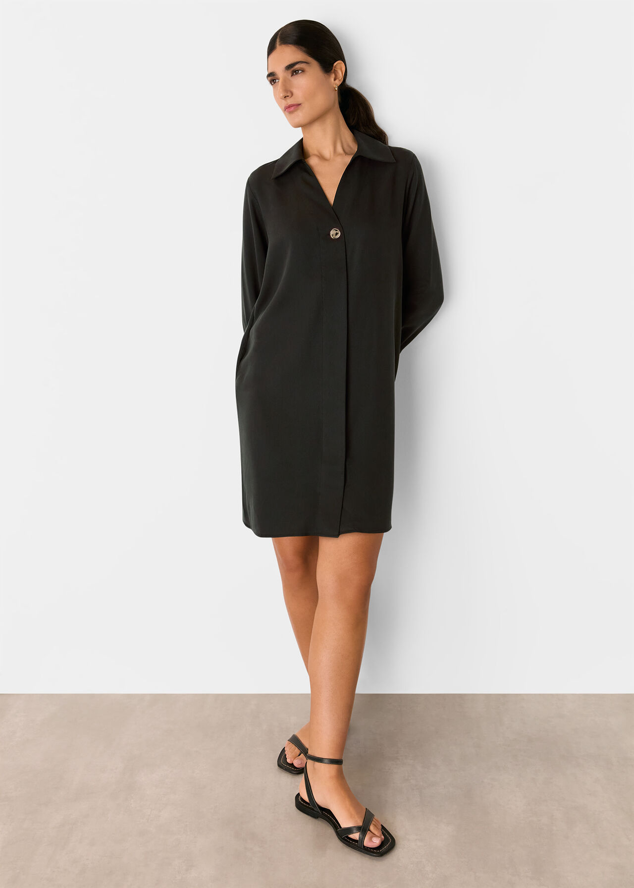 Collared Button Short Dress
