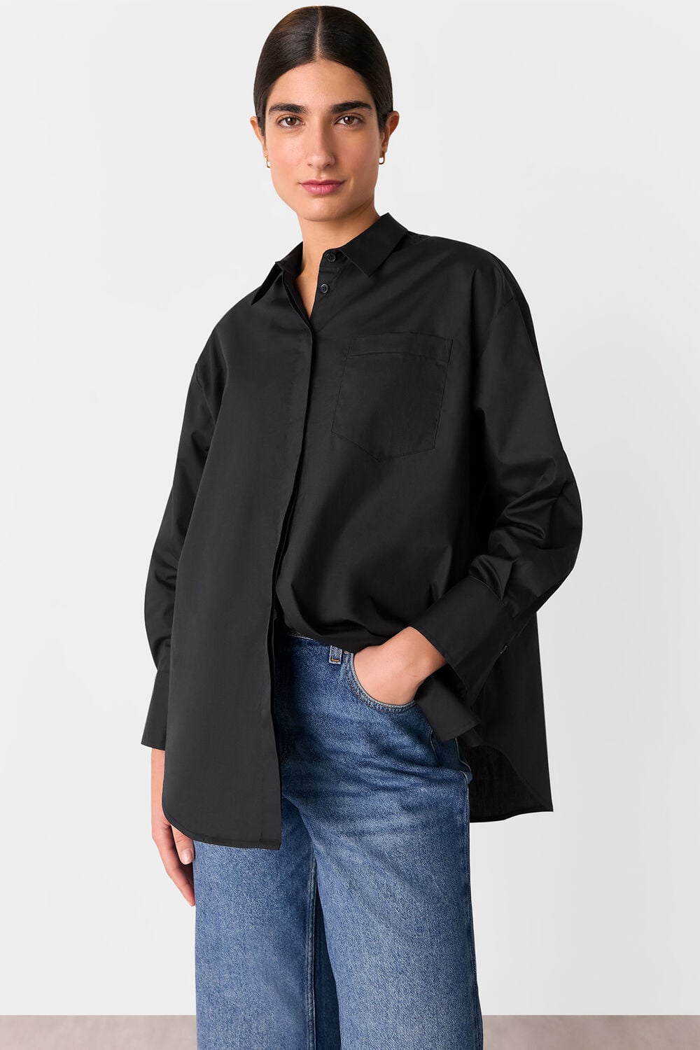 Black Oversized Cotton Shirt