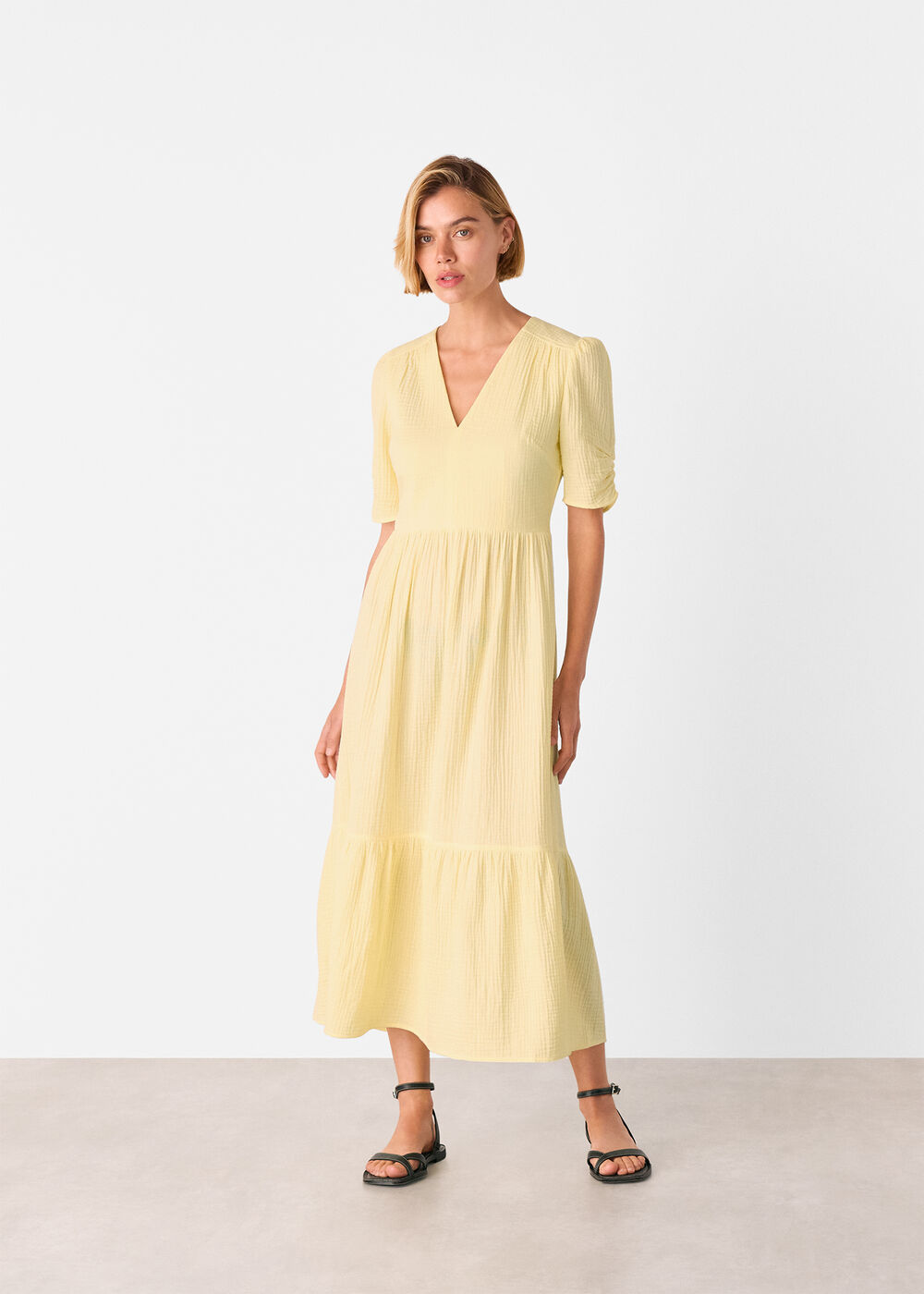 Textured Cotton Midi Dress
