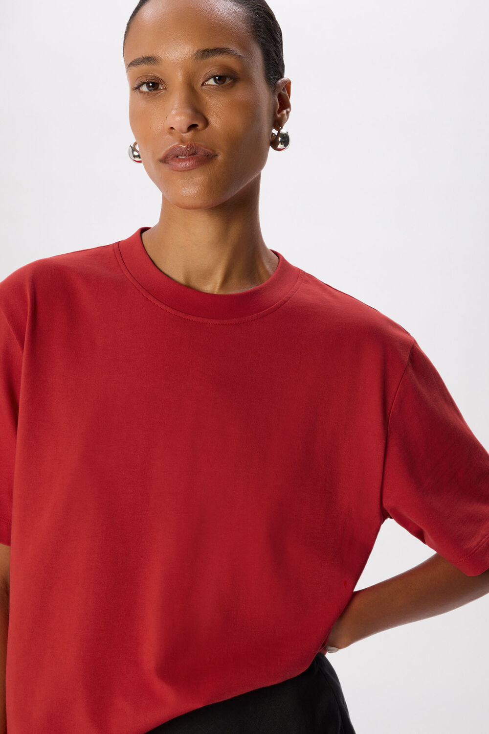 Red Cotton Crew Neck T-Shirt