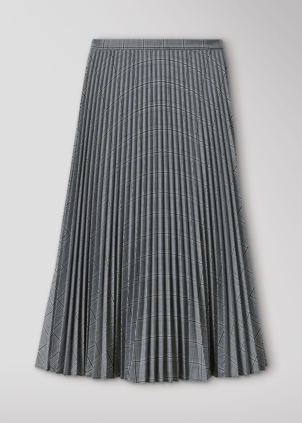 Check Pleated Midi Skirt