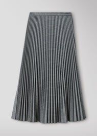 Check Pleated Midi Skirt