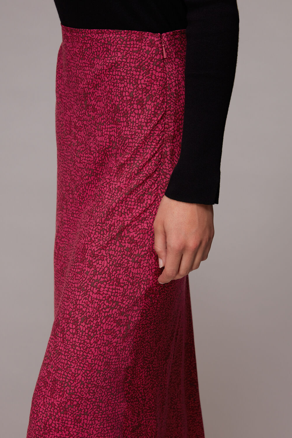 Pink Abstract Snake Bias Cut Skirt