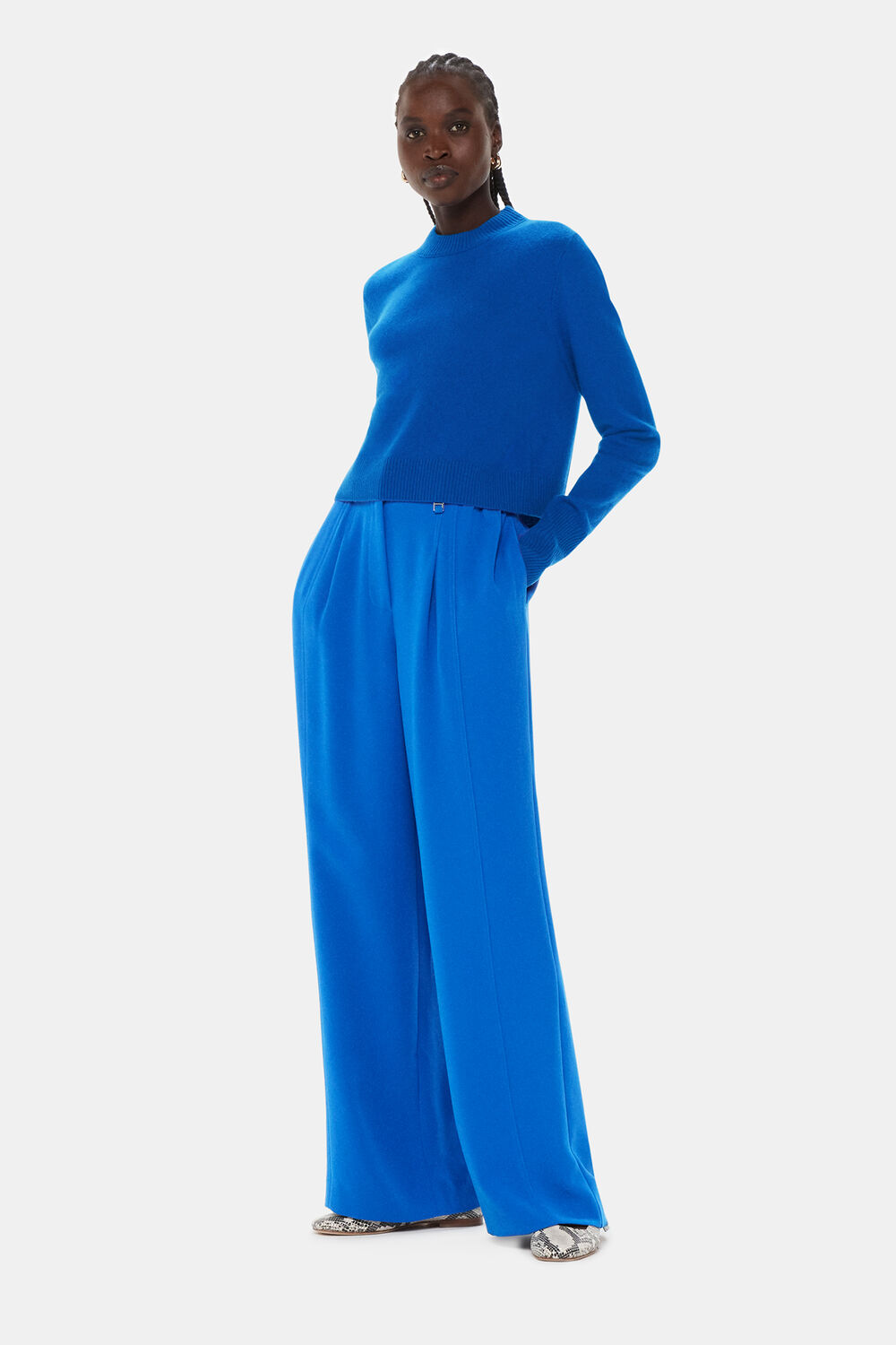 Blue Harper Crepe Wide Leg Pants&nbsp;