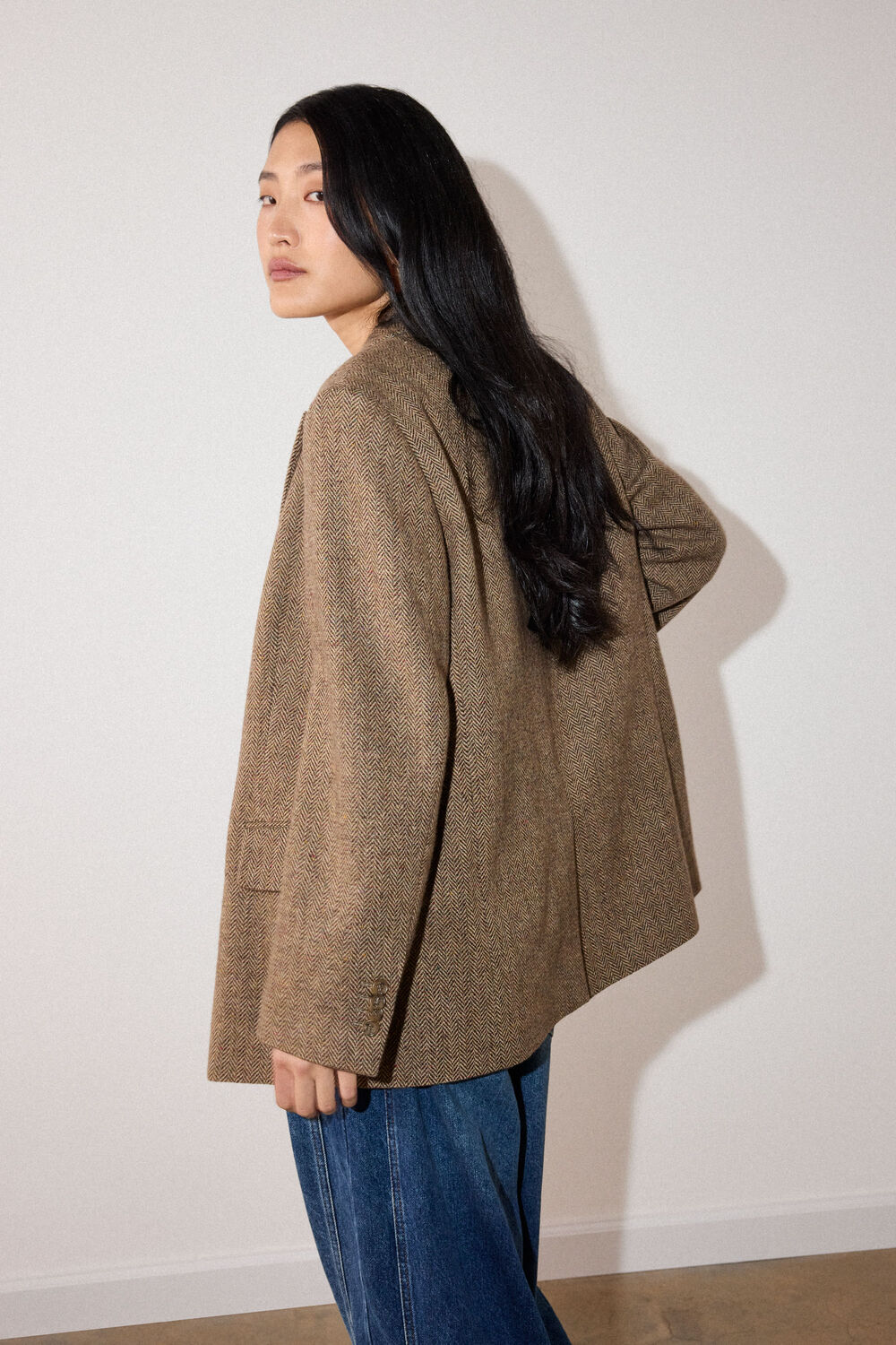 Brown Double Breasted Wool Blazer