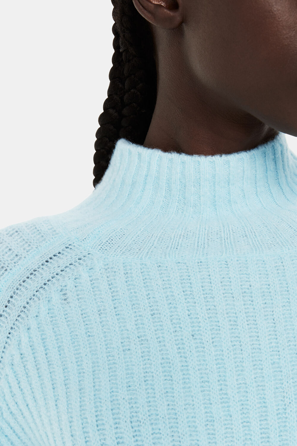 Wool Mix Rib Funnel Neck