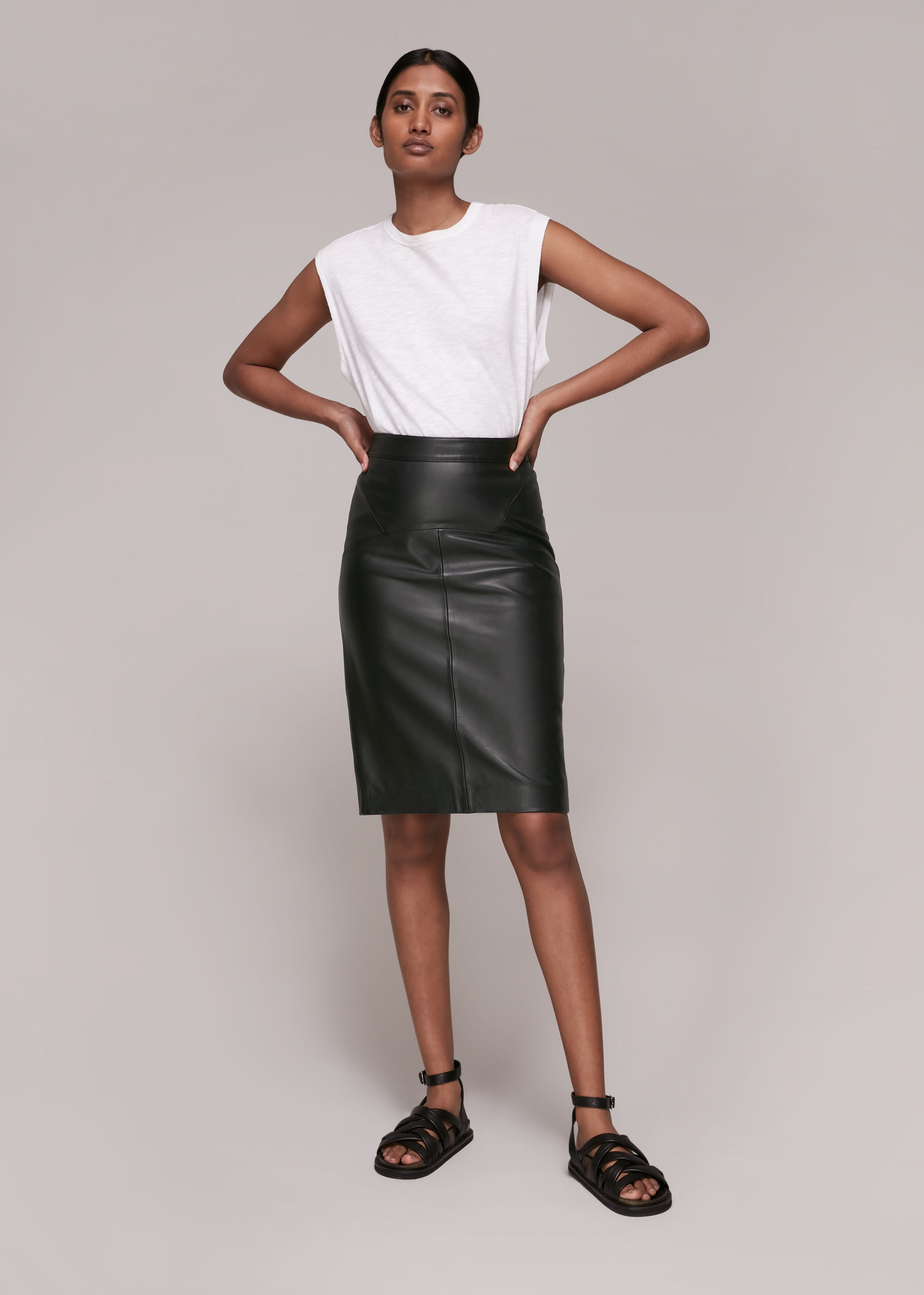 Leather pencil shop skirt size 12