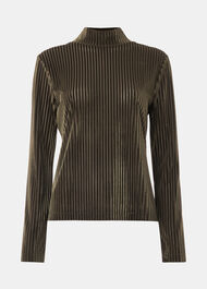 Velvet Stripe High Neck Top