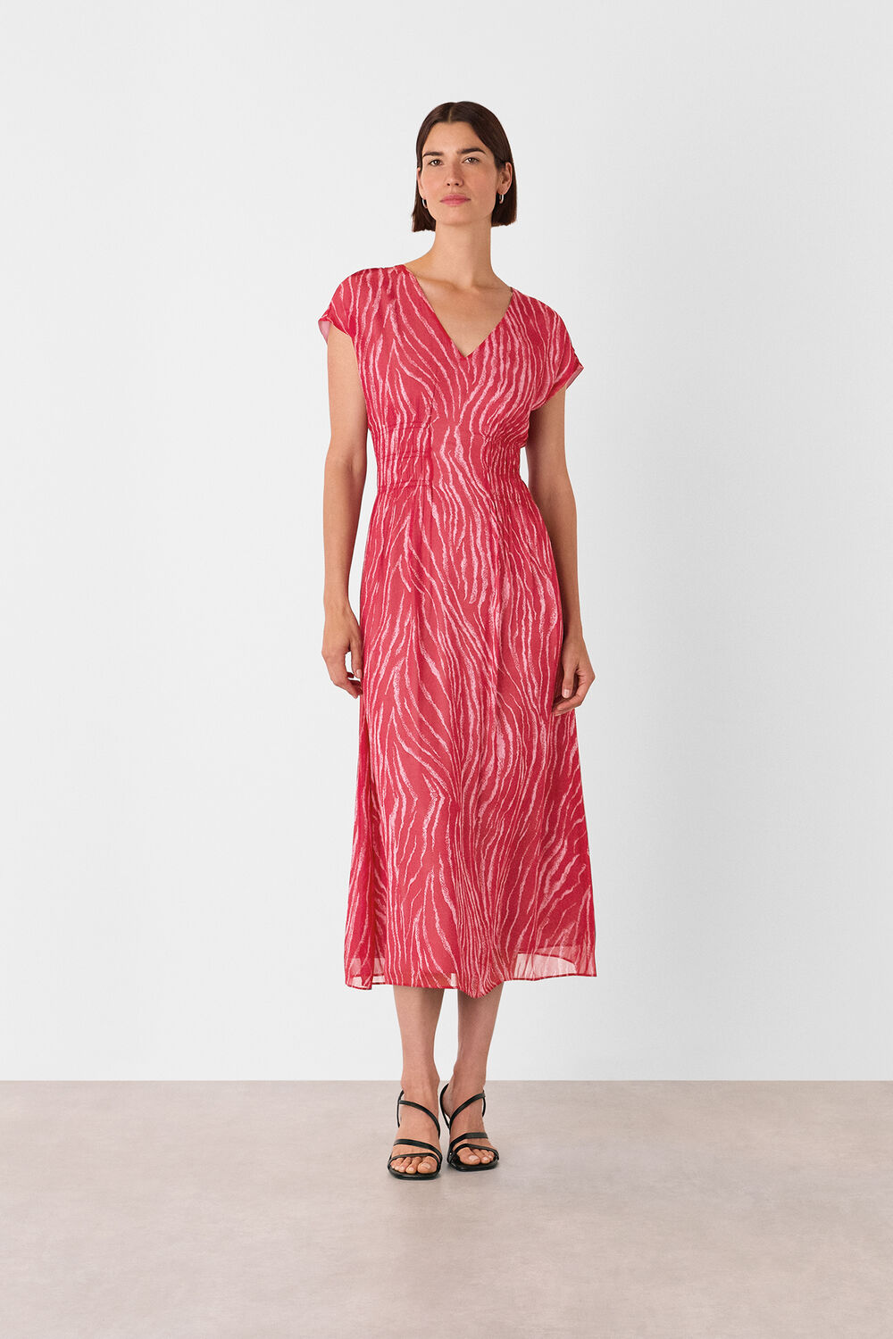 Red Zebra Texture Midi Dress