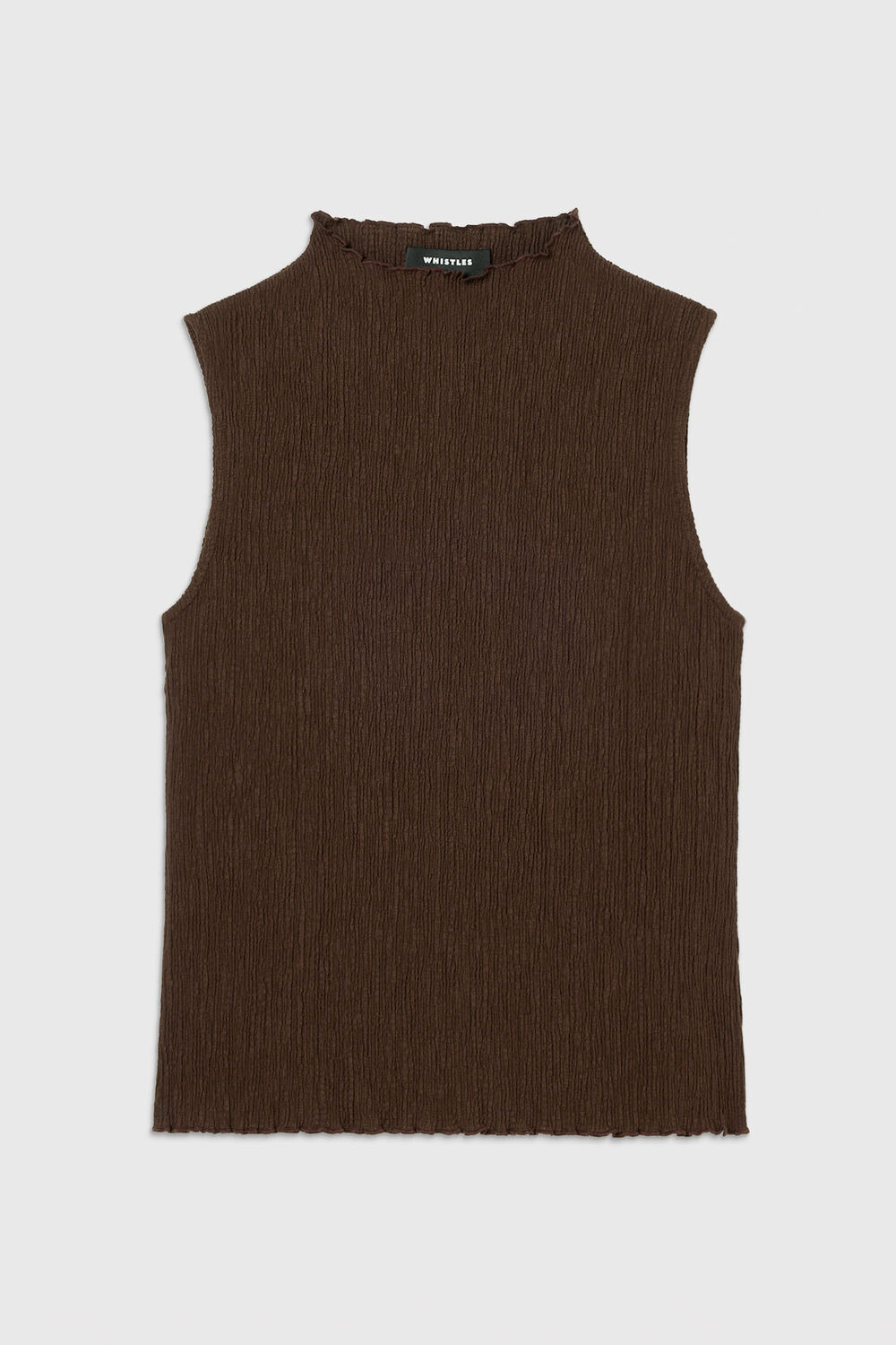Brown Textured Sleeveless Top