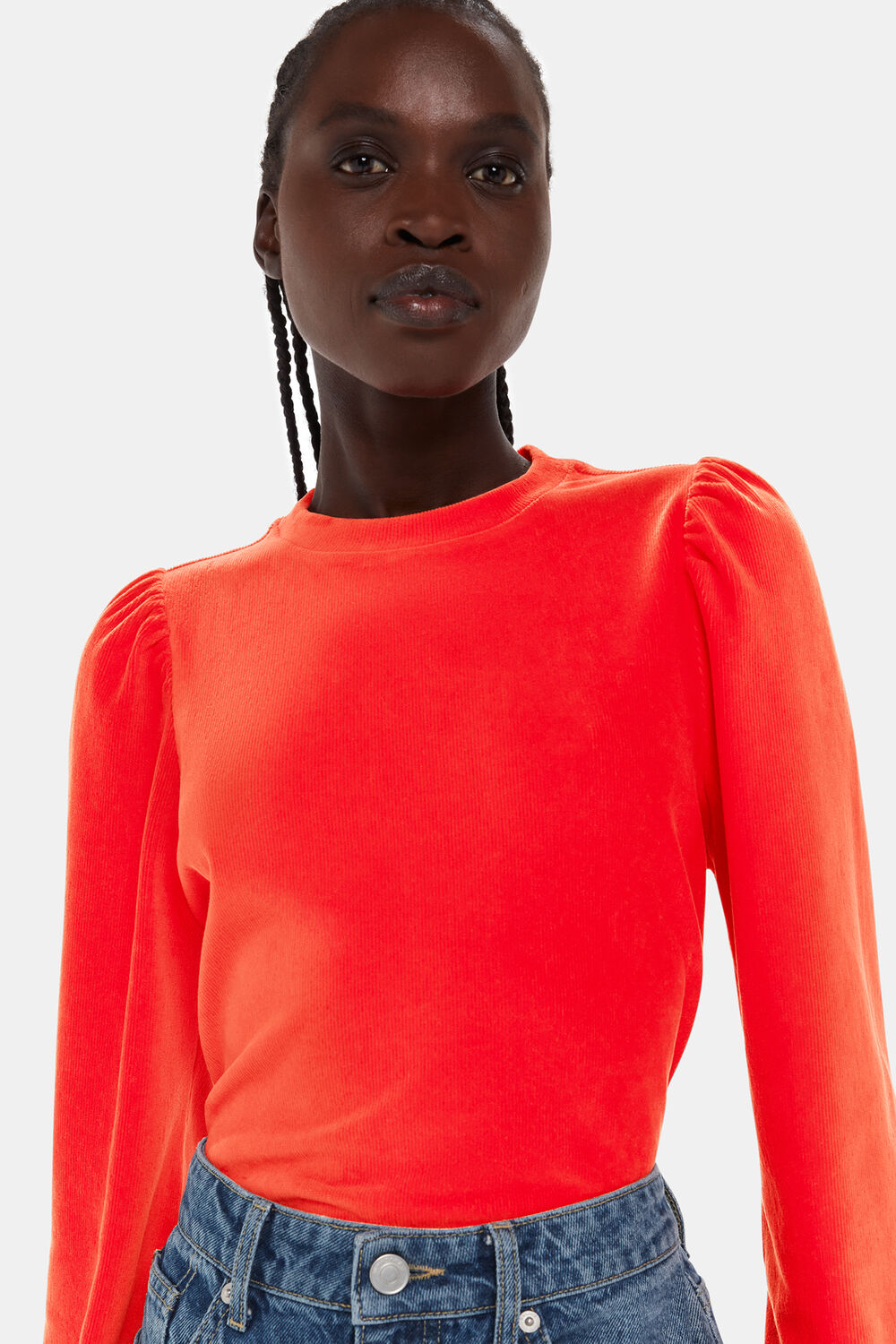 Puff Sleeve Cord Top