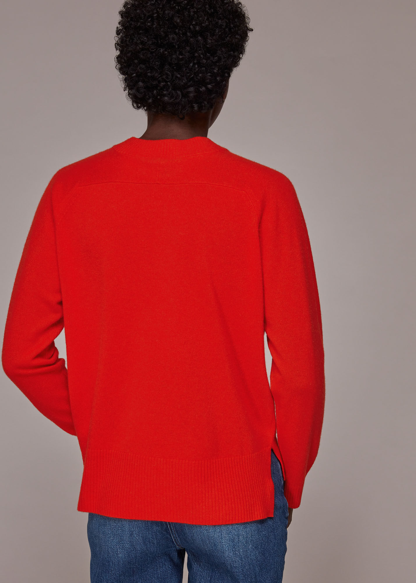 Red Cashmere Crew Neck Jumper WHISTLES Whistles