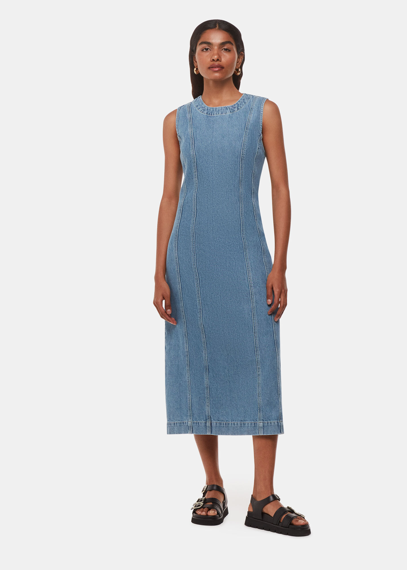 ワンピース Ron Herman 24SS Denim Sleeveless Dress Denim Sleeveless Denim Midi Dress | WHISTLES | Whistles US |
